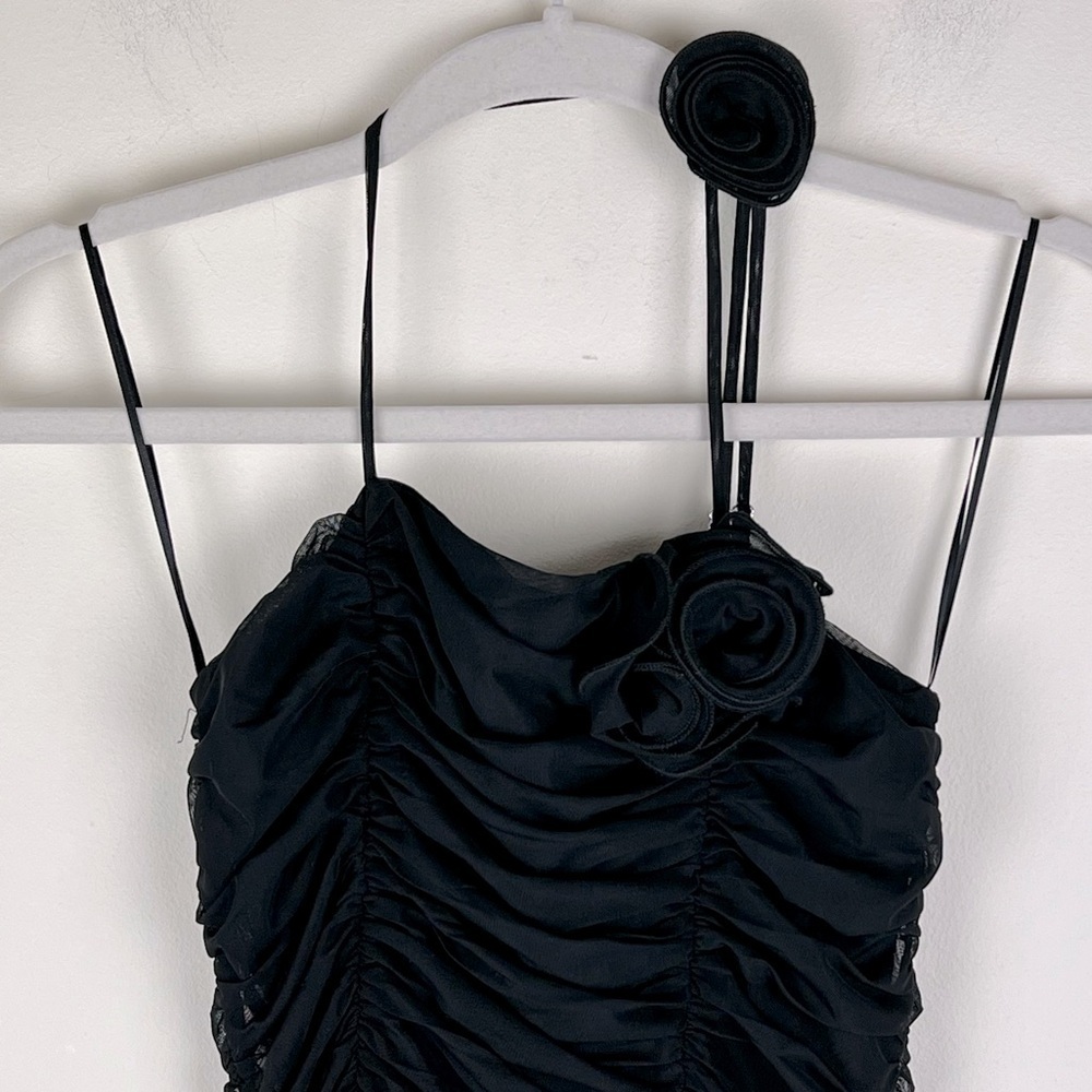 ASTR | Corsage Ruched Bodycon Midi Dress In Black | XS - Picture 7 of 10